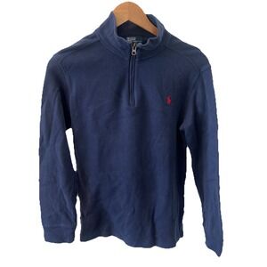 VINTAGE Ralph Lauren POLO Boys Sz Medium 10-12 Sweater Blue Pony Quarter Zip